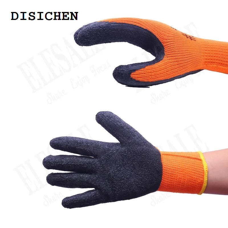 DISICHEN Original 1 Pair Winter Warm Work Safety Gloves Palm With Latex Coated Anti-Skidding Anti-Cut Work Garden Repairing Thick Nylon Gloves