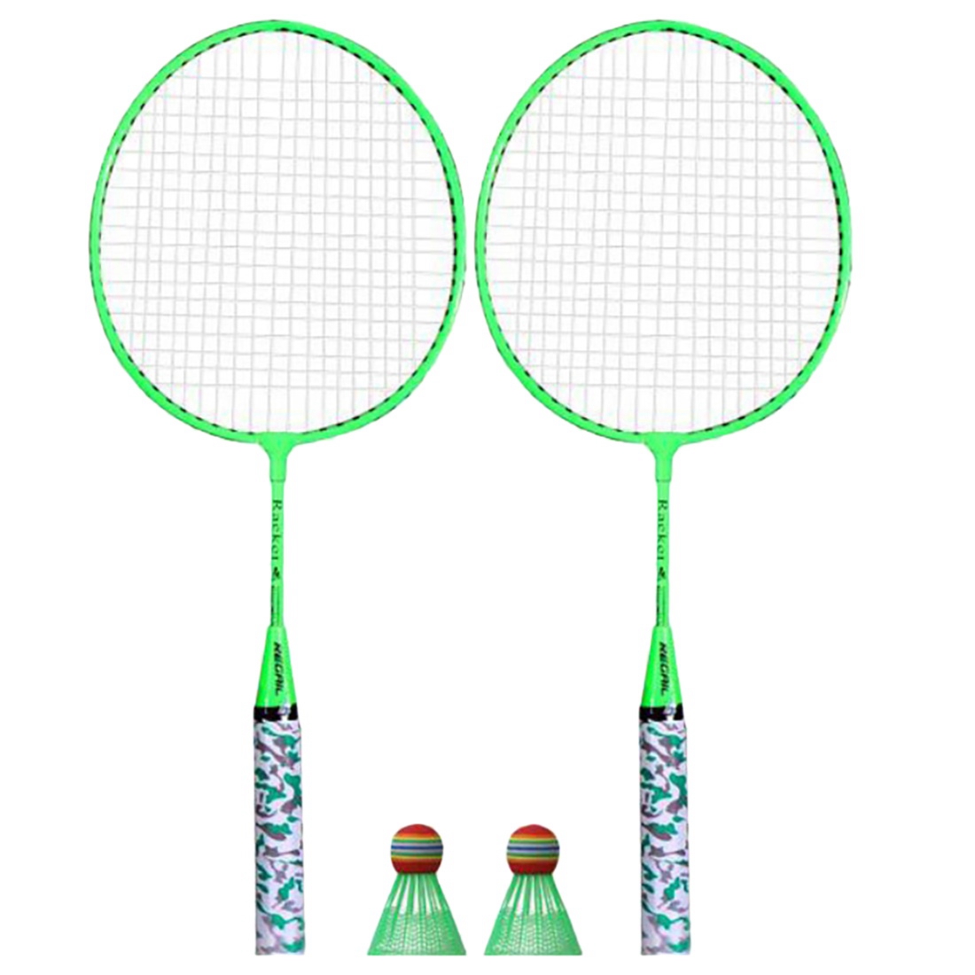FORIDE Badminton Rackets for Children,Shuttlecocks Racquet Sports Set with 2 Balls for Kids Players Indoor Outdoor Sport Green