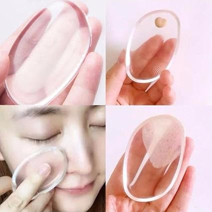2Pcs Silicone Makeup Sponge (Washable) Beauty Blender Anti, Powder Puff, Clear,