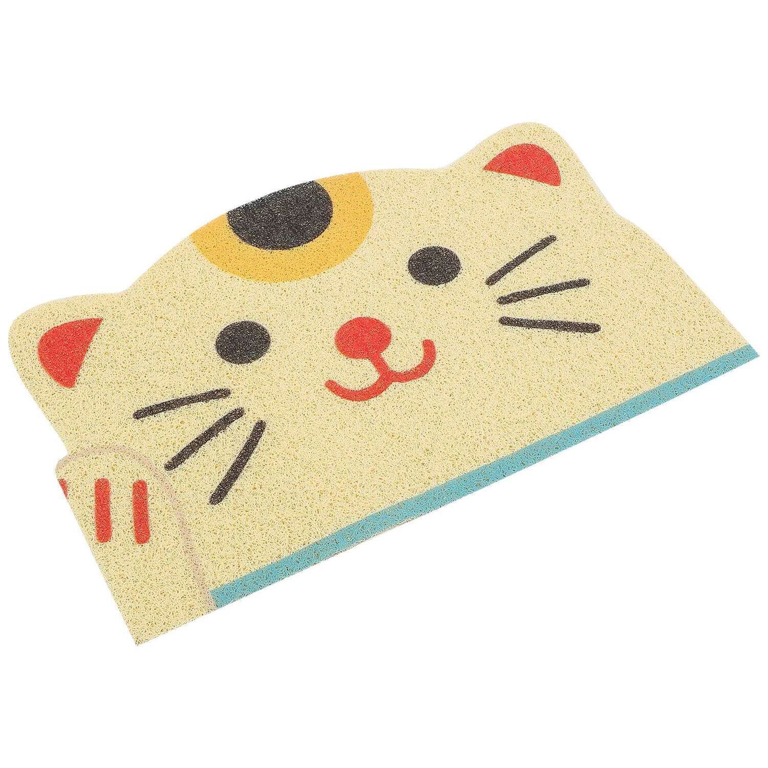 Litter Mat Large Size Non Skid PVC Material Indoor Pet Mats Cute Cat Head Design Kitten Seat Cushion Pad Household Supplies