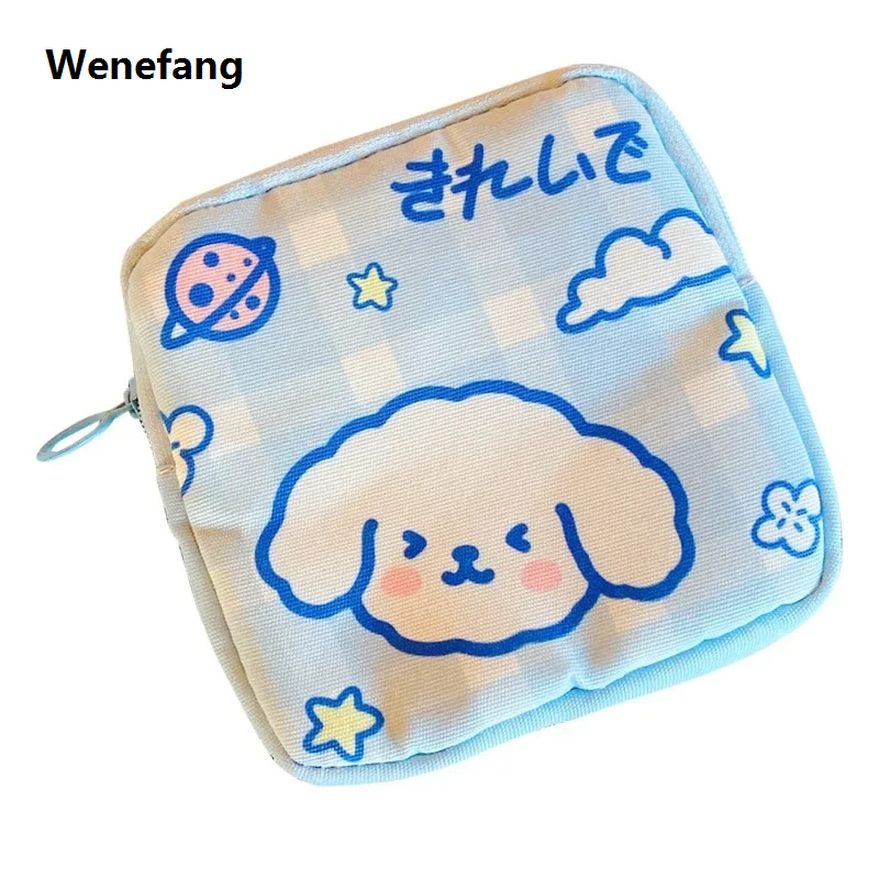 Wenefang Korean Cute Bear Women Sanitary Napkin Storage Bags Girls Cartoon Tampon Sanitary Napkin Bag Organiser Bag Mini Cosmetic Bag