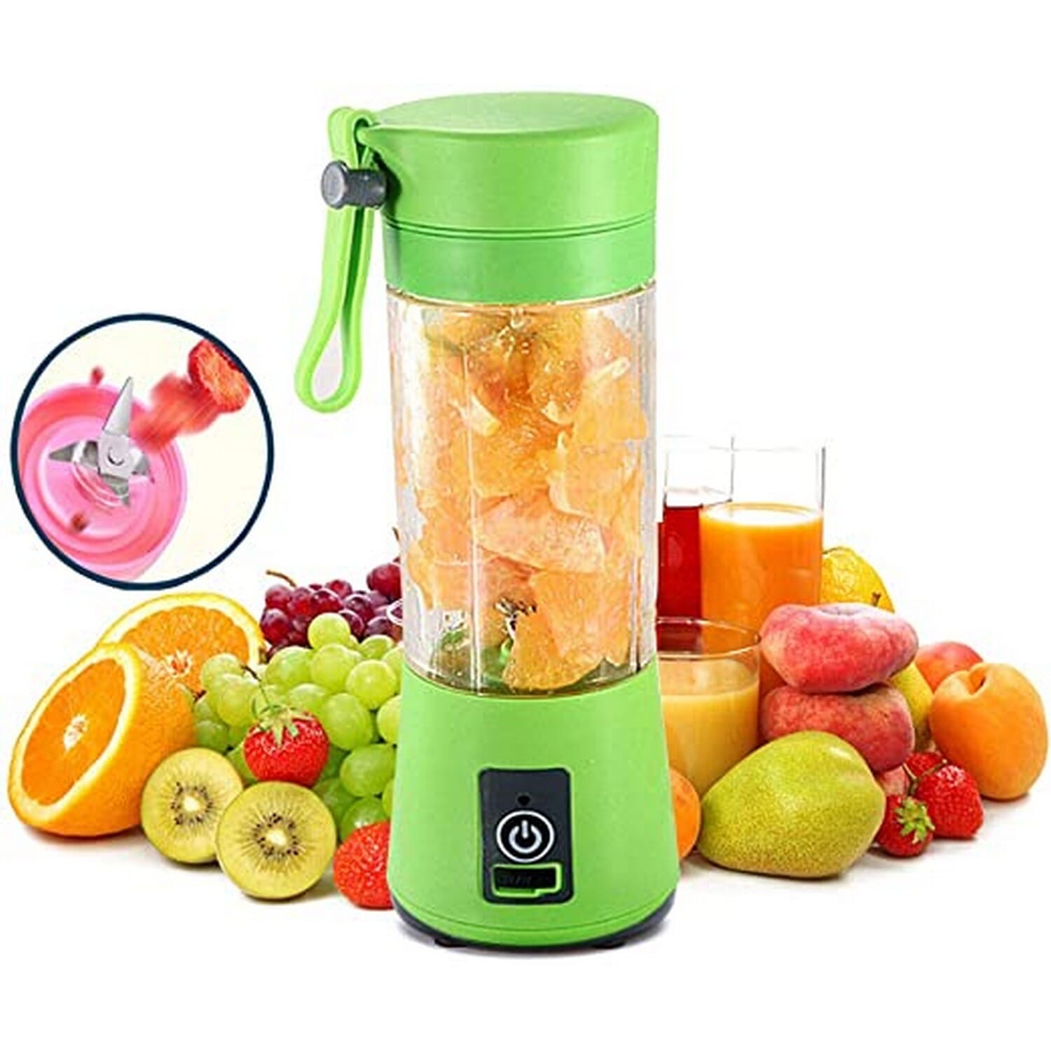 Usb Rechargeable 2 Blades High Power 380Ml Fruit Juice Mix