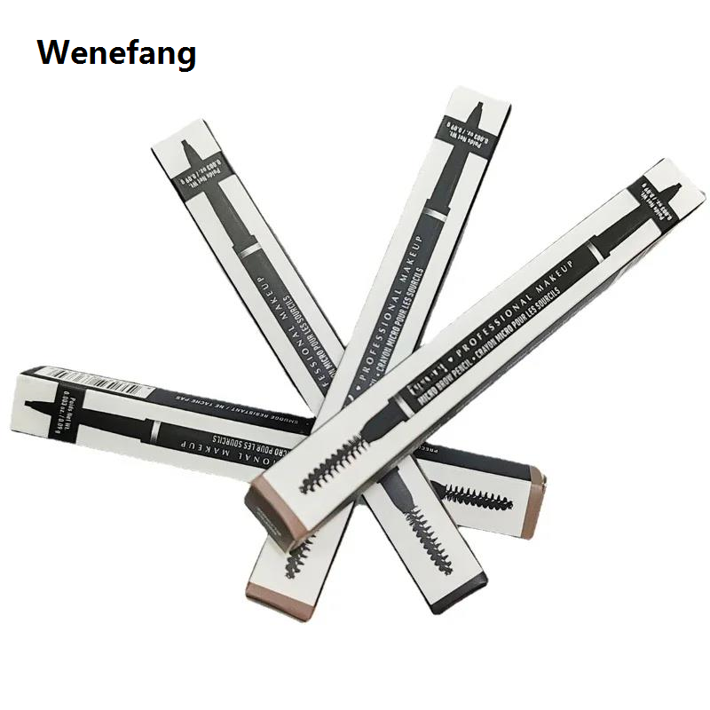 Wenefang 12 colors Mico Double-Ended Brow Pencil - Fine Tip Brush - Waterproof Long-lasting - Black Eye Brow Cosmetics Espresso Grey