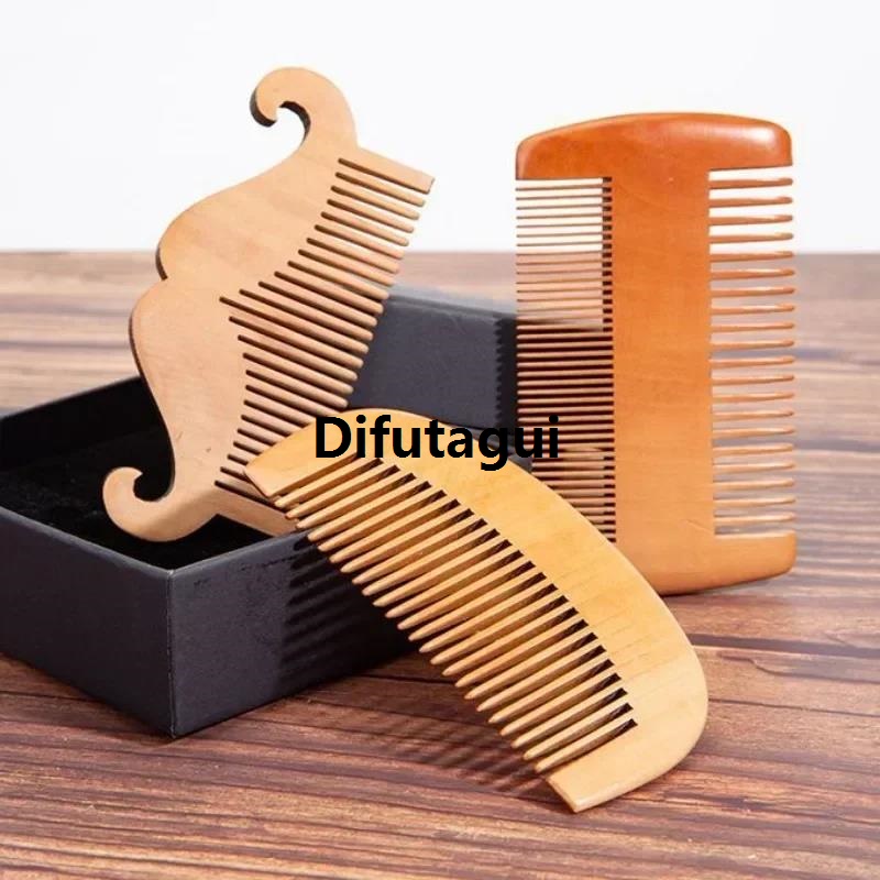 Difutagui Men's Wooden Beard Comb Mustache Hair Comb for Men Fine Coarse Teeth High Quality Perfect Beard Balms Essential Oils Comb Hair Styling Tools