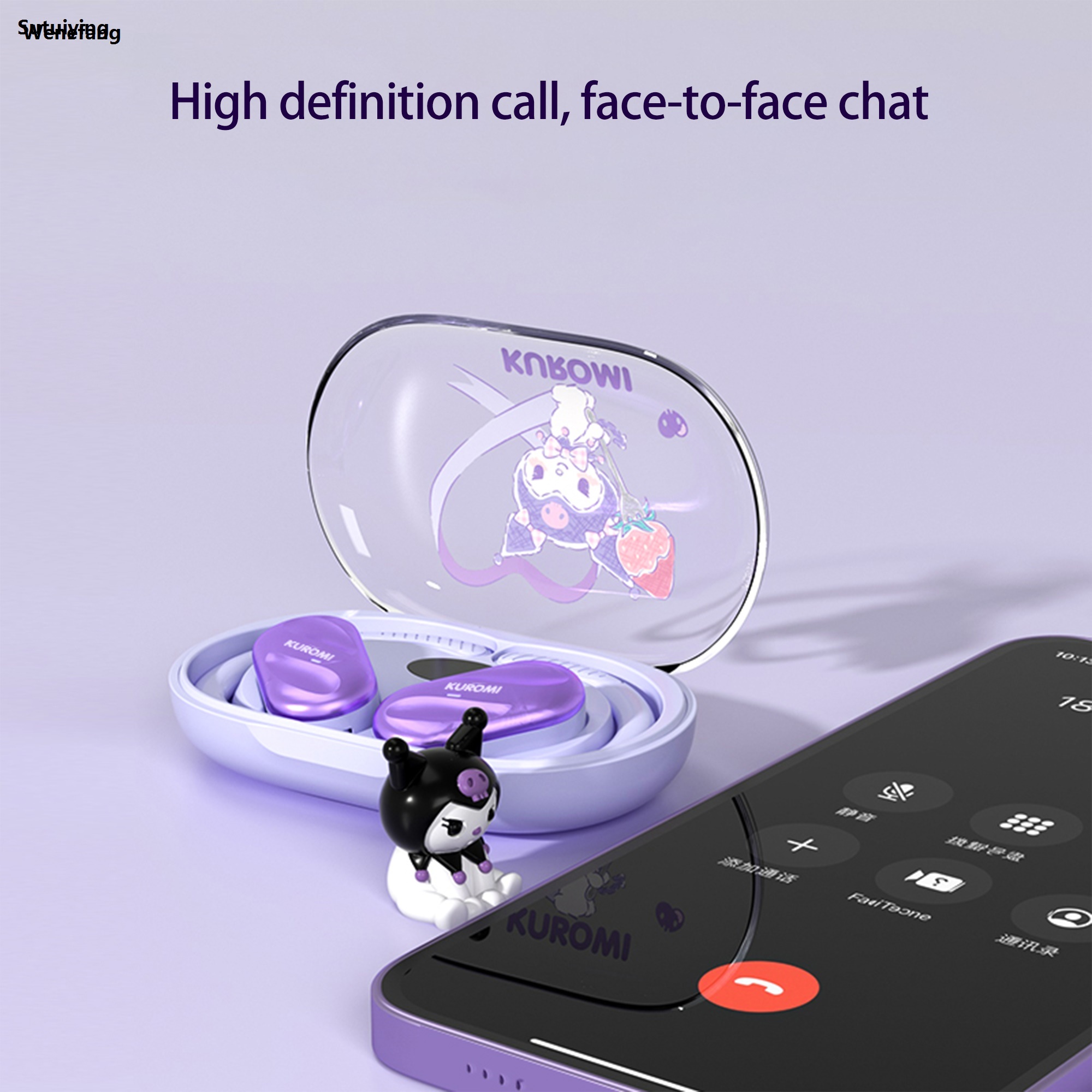 Wenefang Sutuiying Sanrio kuromi My Melody Wireless Earphone Sport TWS Noise Reduction 2025 Sales promotion Earbuds Headset HiFi Stereo with Mic HD Call Headset