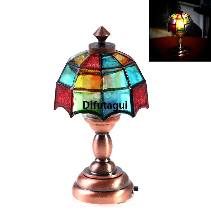 Difutagui Toy Decorative Light Shadow Table Lamp Toy 1:12 【2025 Version】 House Mini LED Light Color Reading Doll