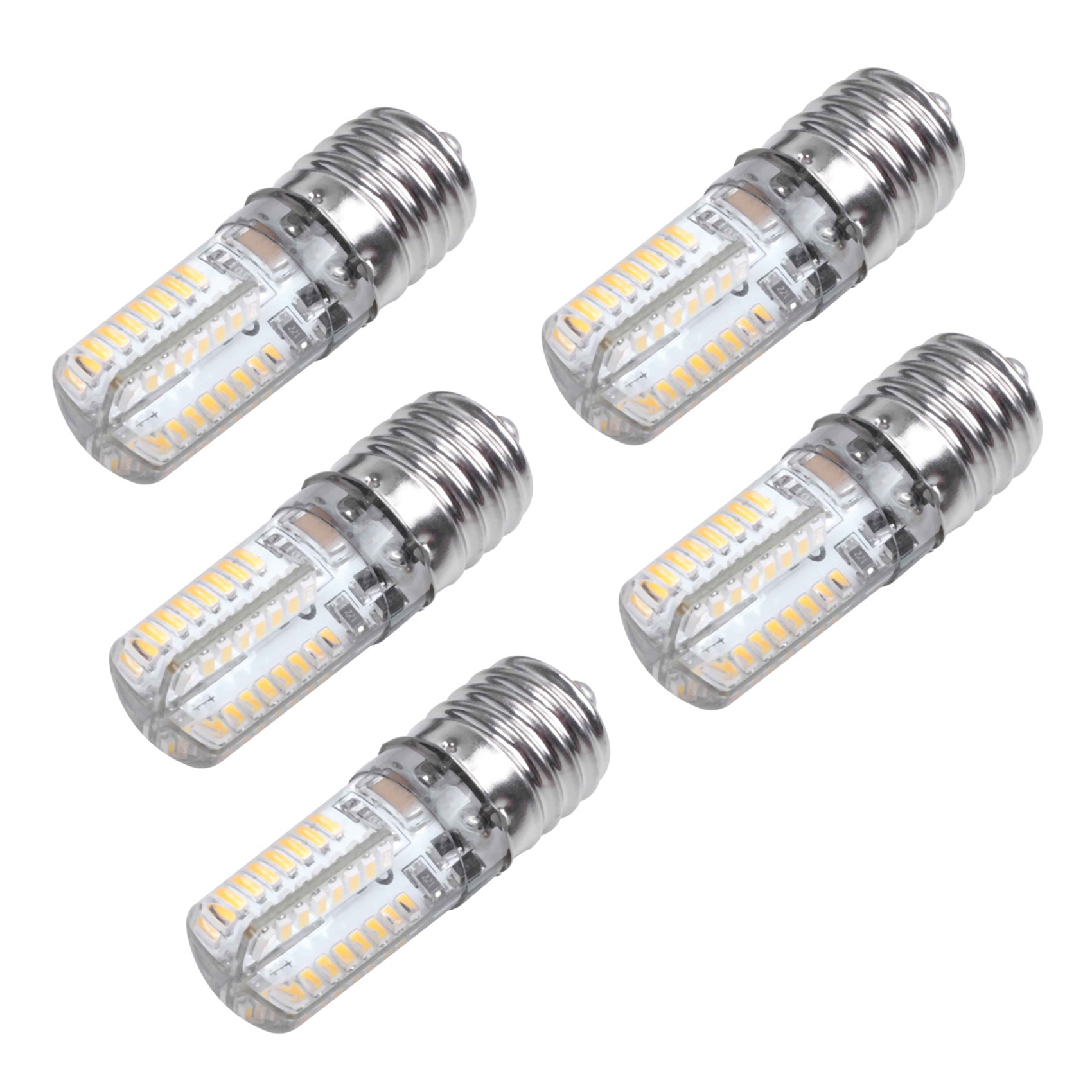 fasdaga 5X E17 Socket 5W 64 LED Lamp Bulb 3014 SMD Light Warm White AC 110V-220V