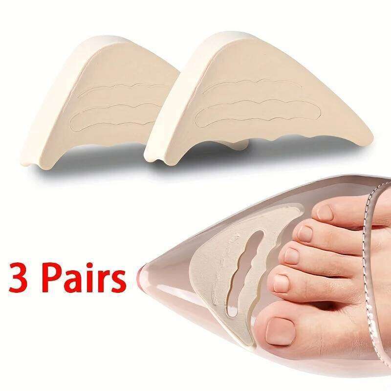 3 pairs of toe pads with adjustable size cutting for high heels and casual shoes