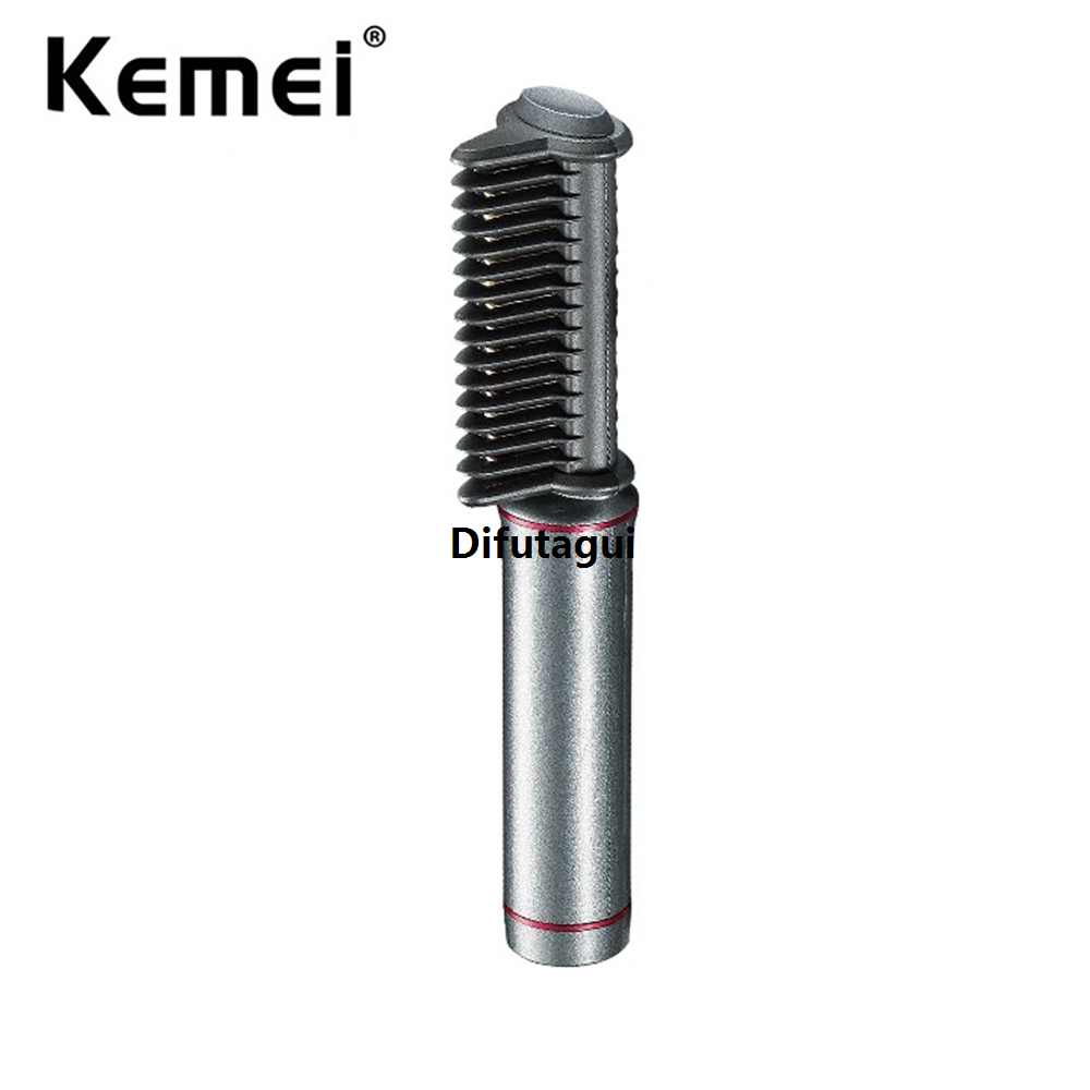 Difutagui Kemei Electric Hair Straightener Brush Women Rechargeable Hair Hot Selling Straightening Comb Professional Salon Styling Tools Iron