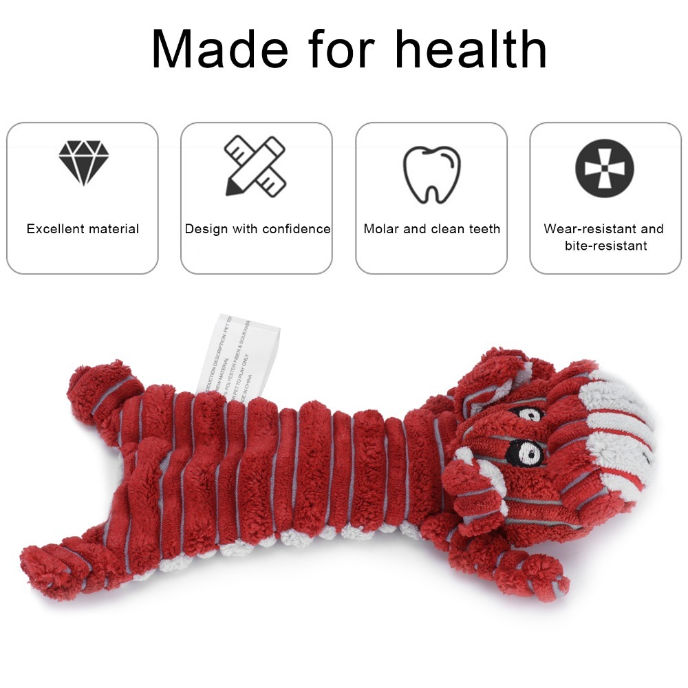 Lovely Cartoon Animal Built-in Squeaker Corduroy Plush Dog Toy Soft Corduroy Stuffed Animal Puppy Chew Toy Tear Tough Stitched Edge Moderate Firm Chew Texture Squeaky Animal Shaped Toy Home Playtime