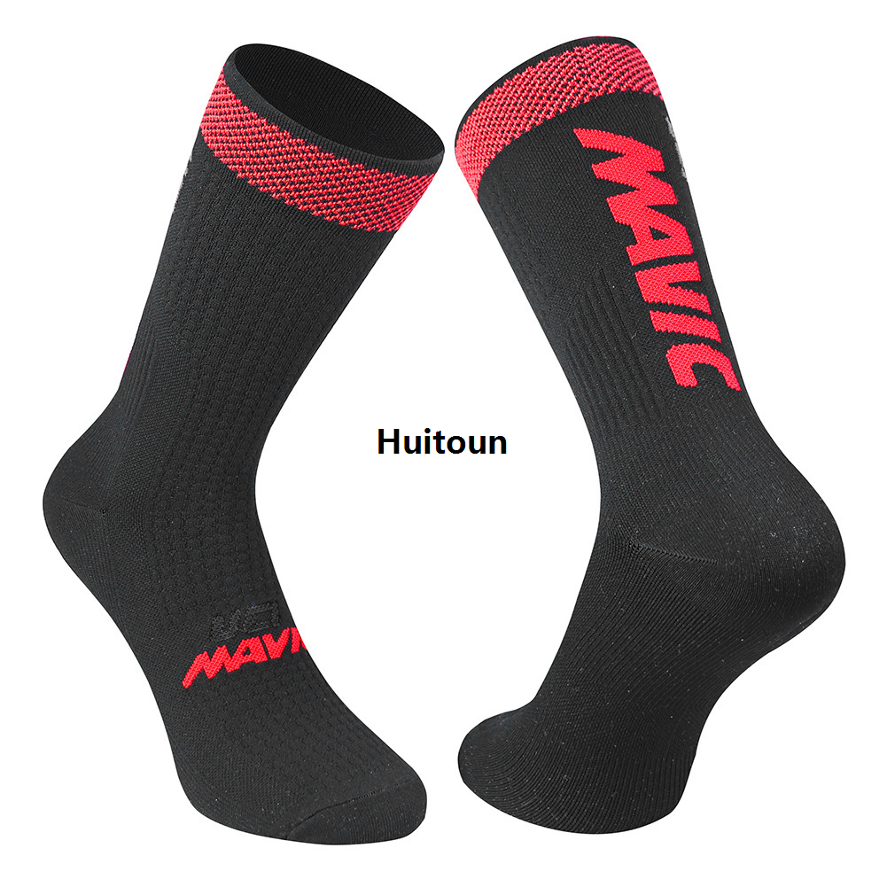 Huitoun 2025 New Quality High Socks Men Women MTB Sports Cycling Professional Road Bike Socks Knee High Running Socks