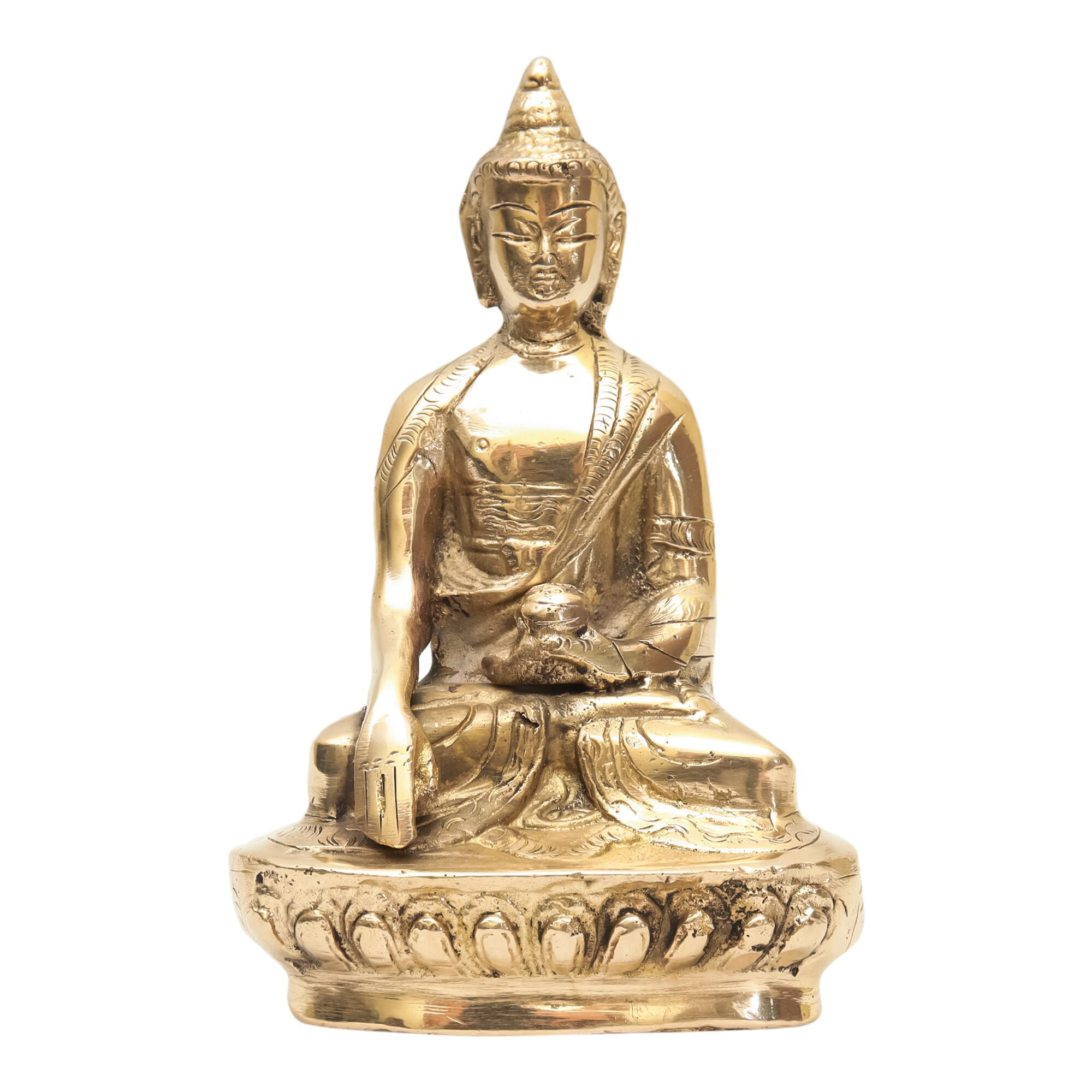 Brass Buddha Statue Decorative Accent 5.5" Inch