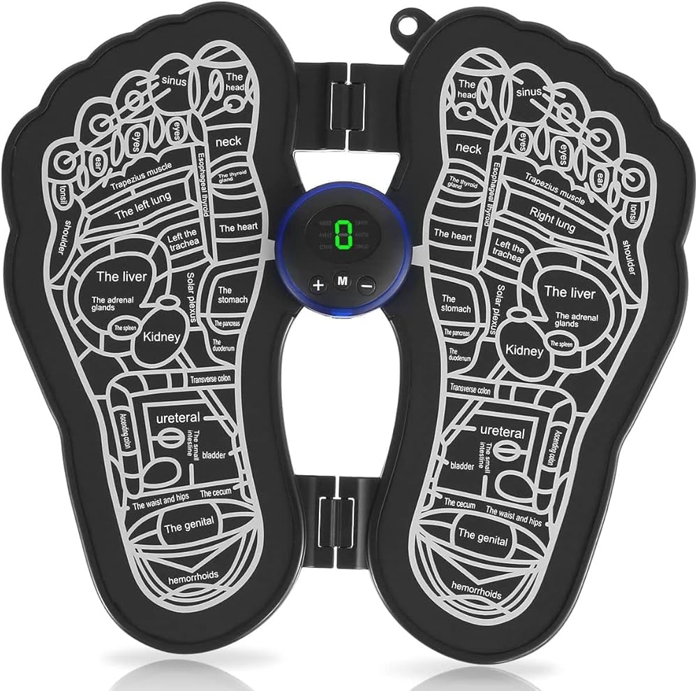 New Electric Foot Massager, Folding Portable Electronic Muscle Stimulator Massage, Portable Foot Stimulator Massager Pads, Foot Massage Machine with USB Rechargeable