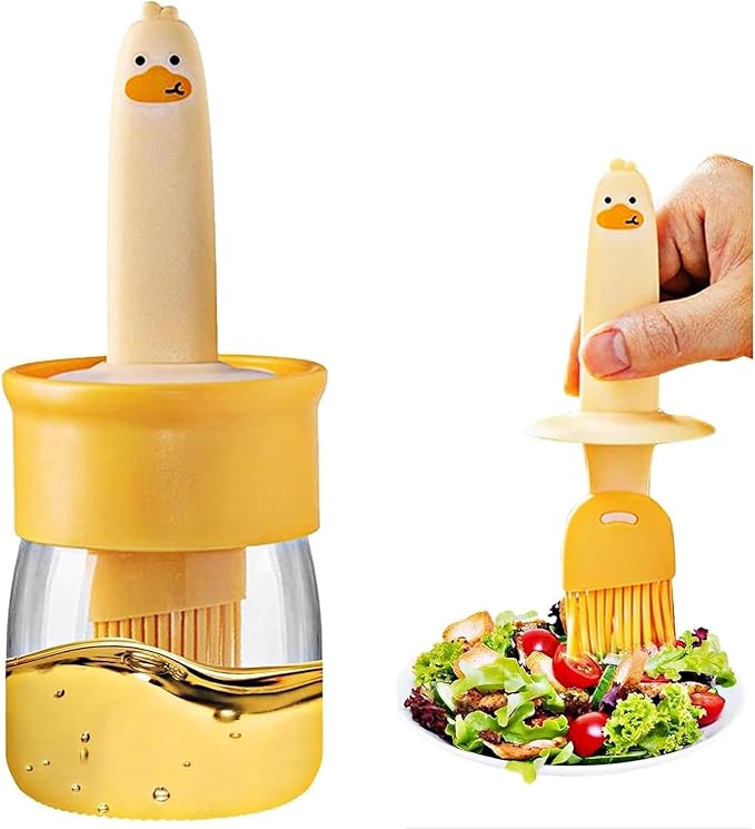 Oil Dispenser jaar 1 Pc - 2-in-1 Plastic Olive Oil Dispenser Bottle 200ml with Silicone Basting Brush for Cooking, Leak-Proof Kitchen Oil Dispenser