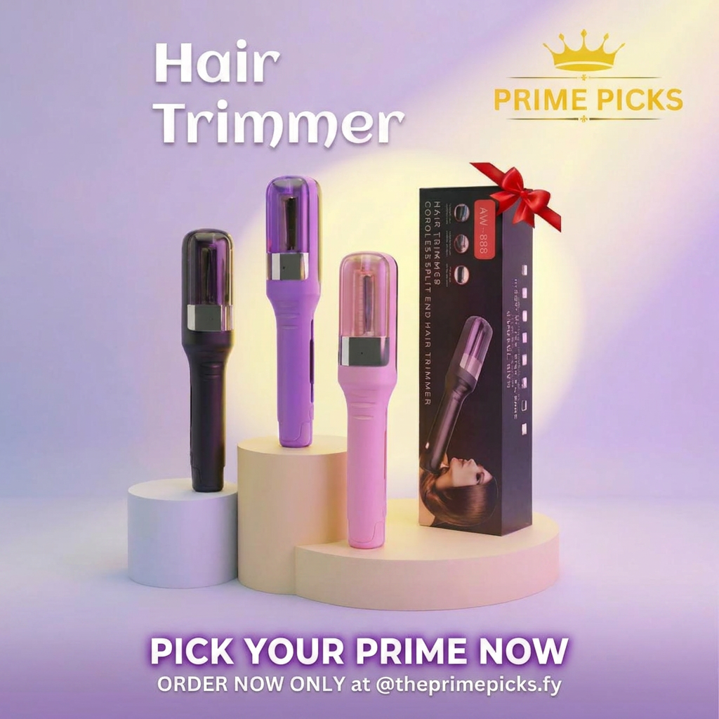 Prime Picks Premium AW-888 2-in-1 Split End Hair Trimmer | Professional Automatic Hair Clipper | Wireless Rechargeable Split End Remover for Damaged, Dry & Brittle Hair | Portable Hair Repair Tool for Women | Hair Straightener