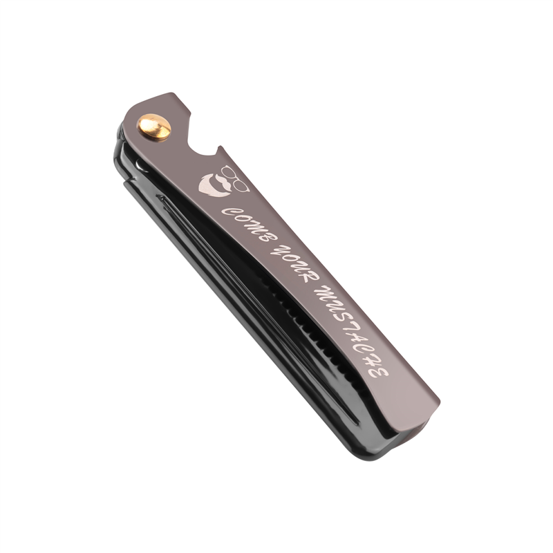 OUMERY 1 Pcs Black Men Folding Pocket Comb PP Teeth Detangling Hair Beard Comb Metal Handle Foldable Combing Mustache Comb