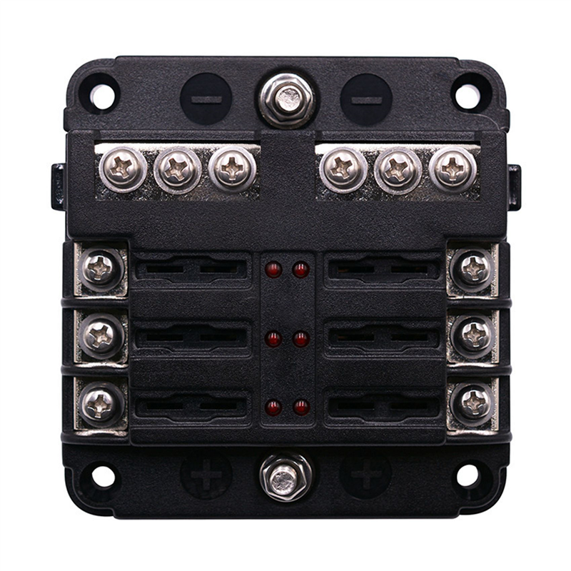 OUMERY 3X 6-Way Waterproof Fuse Block,with LED Indicator 12 Circuits with Negative Marine Fuse Box for Dc 12/24V