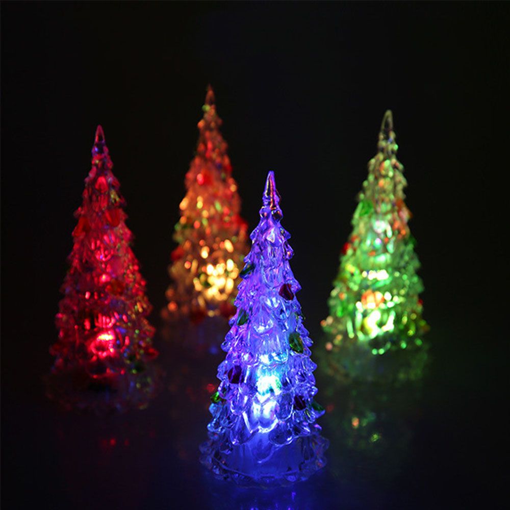New Christmas Gift Night Light Glitter Christmas Tree Merry LED Color Changing Mini Christmas Xmas Tree Home Table Party Decor Charm LED Electronic Toys