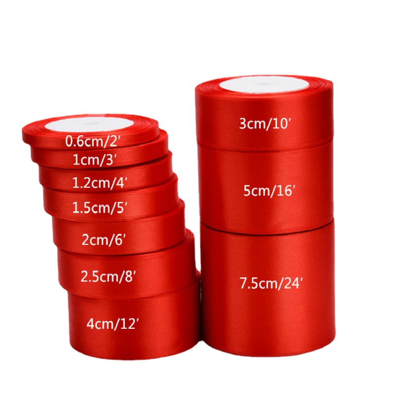 Red Satin Ribbon 25 Yards 6mm-75mm Packing Material DIY Bow Craft Decor Wedding Party Decor Gift Wrapping Scrapbooking Supplies Bles Online DZ-27B-16
