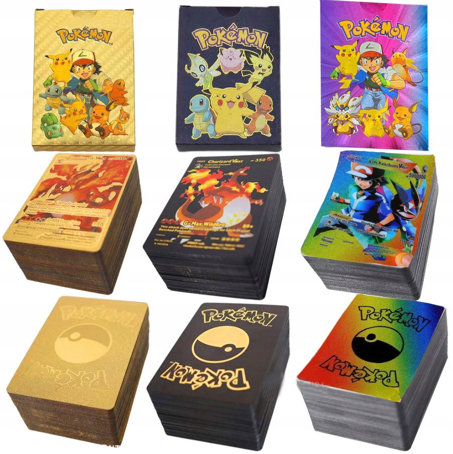Pack of 1 - Pokemon Playing Cards 55 Gold, 55 Silver & 55 Black ,55 Multicolor Orginal Shiney HiQuality New Update-2025 Pokemon Card Upper Quality
