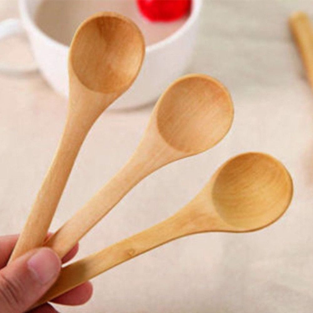5Pcs Mini Teaspoon Wooden Honey Spoon Condiment Coffee Dishes Spoons Cooking Tools Dessert Spoon Easy Clean Tableware Bamboo Wooden Spoon Kitchen