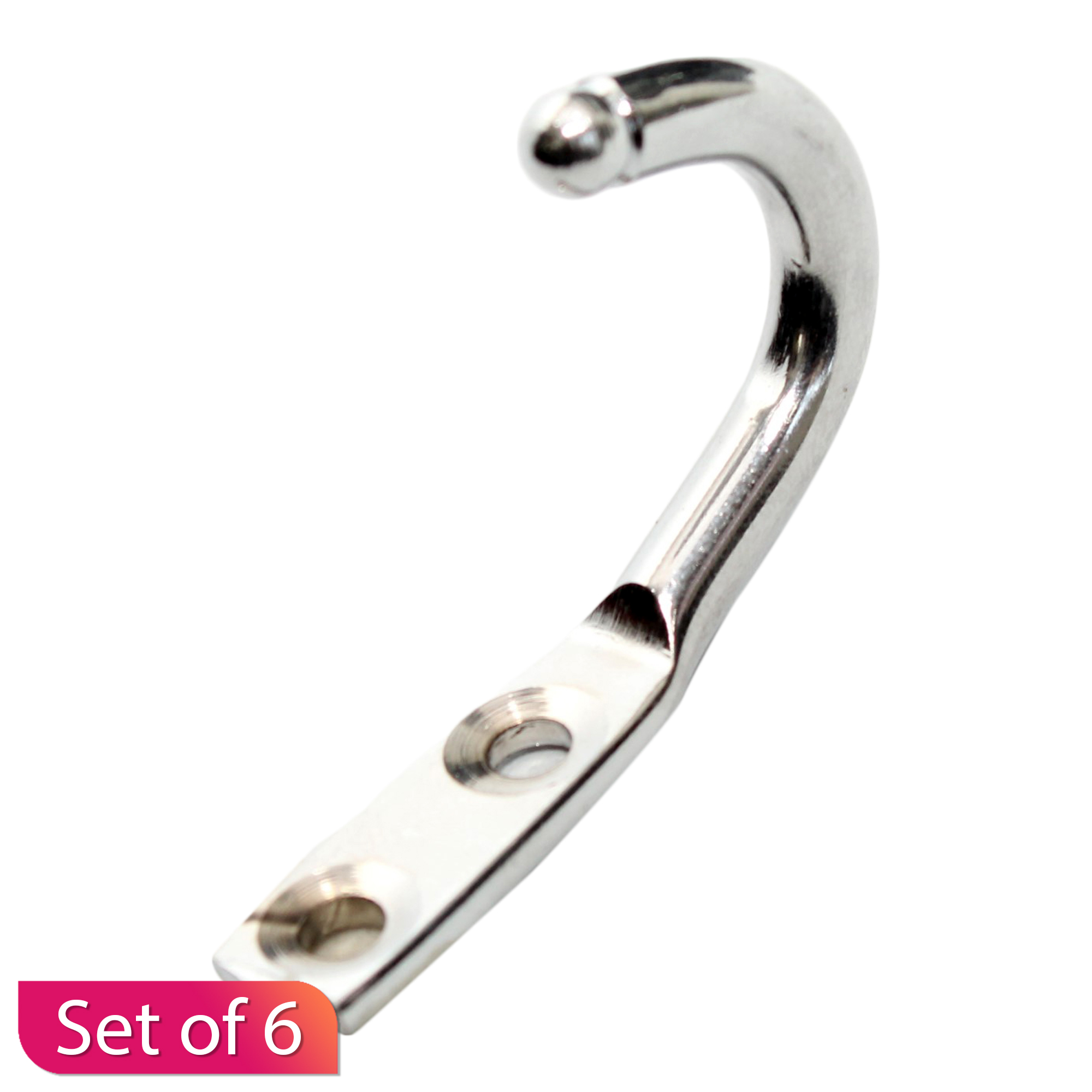 Stainless Steel Single Coat Hook Set of 6