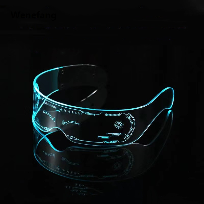 Wenefang LED Luminous Sunglasses Vintage Punk Goggles Men Women Fashion Party Christmas Colorful Light Up Glasses Shades UV400