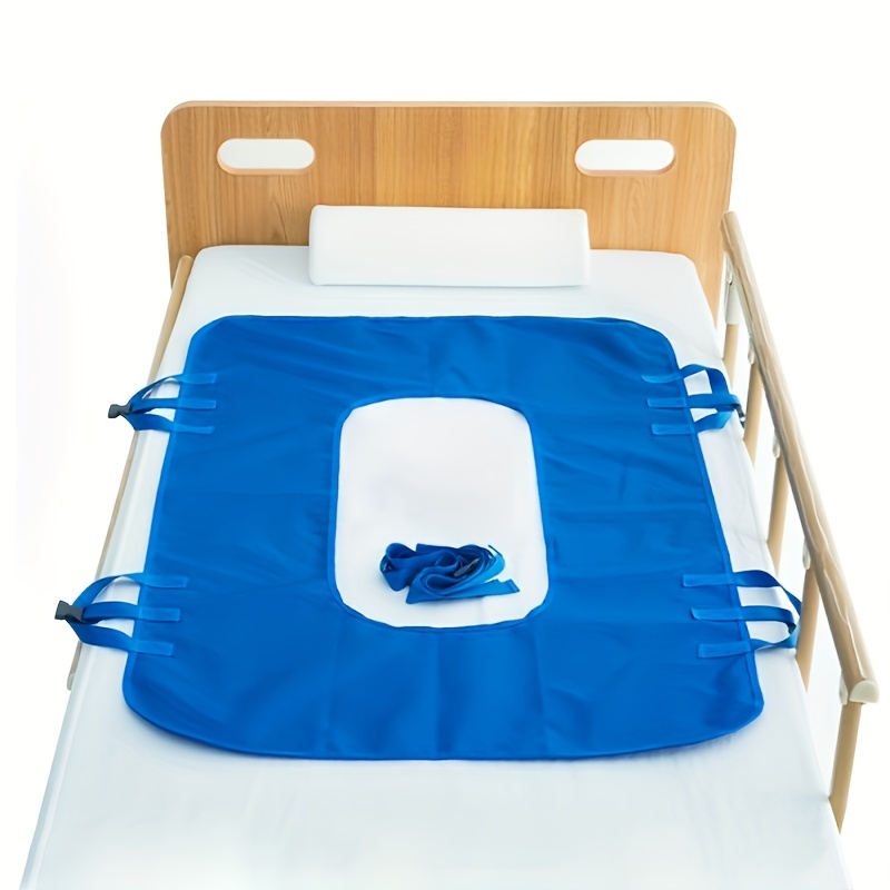 HOT 1pc Adjustable Patient Turning Aid Pad - Ergonomic Full-Body Support for Elderly, Paralysis Injury Care, 109.22cm x 78.74cm, Blue, Multi-Position Straps for Easy Bedding Comfort, Bed Sore | Caregiver Assistance Tool | Polyester Fabric Pad