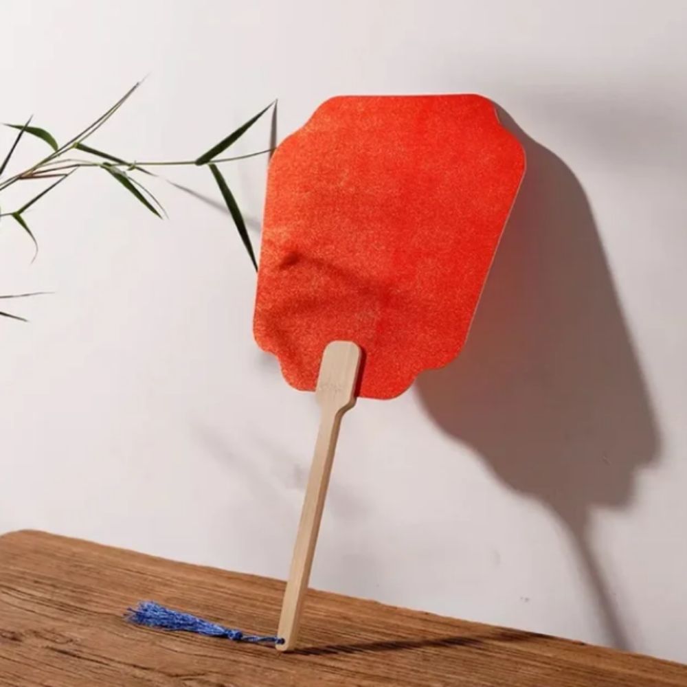 Portable Chinese Style Xuan Paper Fan Vintage Double-sided Blank Hand Fan with Tassel Group Fan Summer