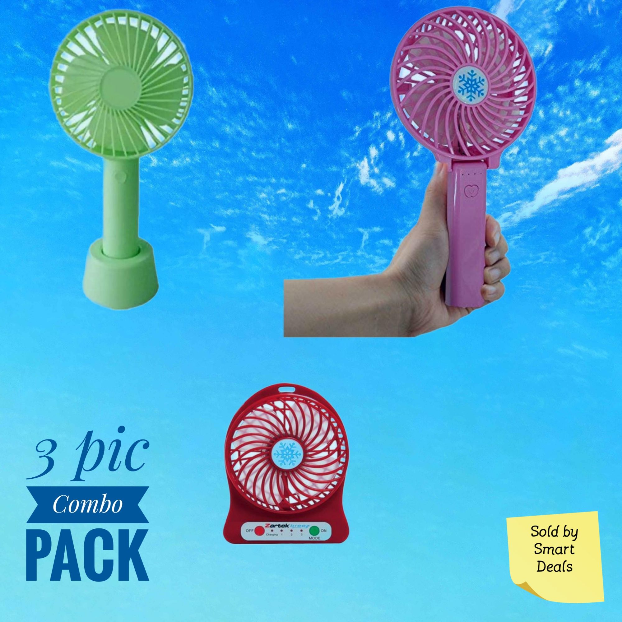 Three Deferent Portable Mini Fan{ 3in1 Combo Pack}