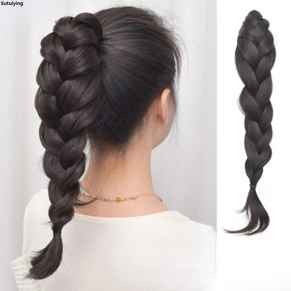 Sutuiying Synthetic Fashion New Chinese Style Long Curly Hair High 【2025 Version】 Ponytail Grabber Twist Braid Natural Artificial Hair