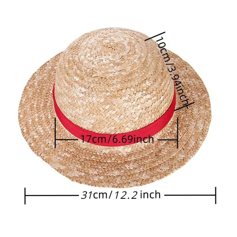 BellezaWe 2025 New LADIES STRAW HAT YELLOW SUN HAT STRAW HAT LUFFY HAT SHOW ANIMATION COSPLAY ACCESSORIES HAT SUMMER 31CM