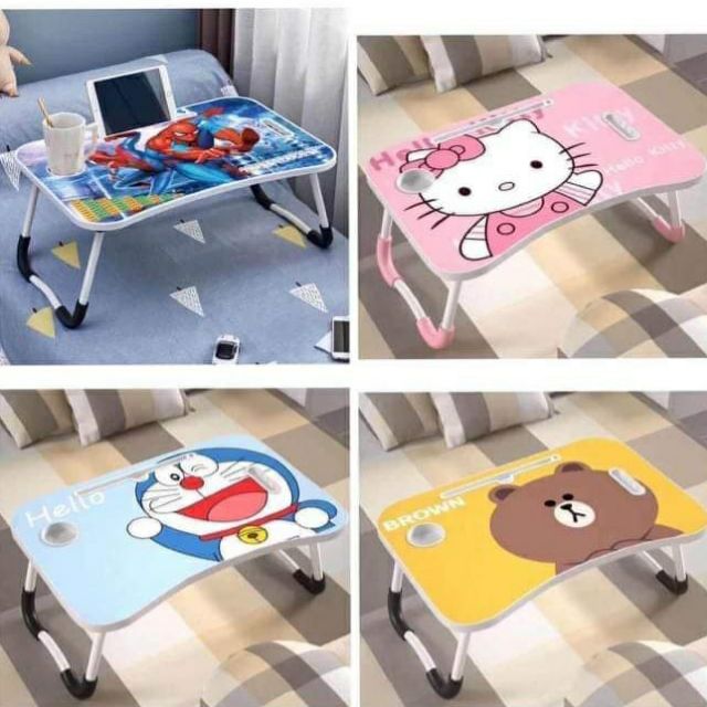 Cartoon Foldable Laptop Table Lazy Bed Desk Student Desk Wooden Table Non-Slip