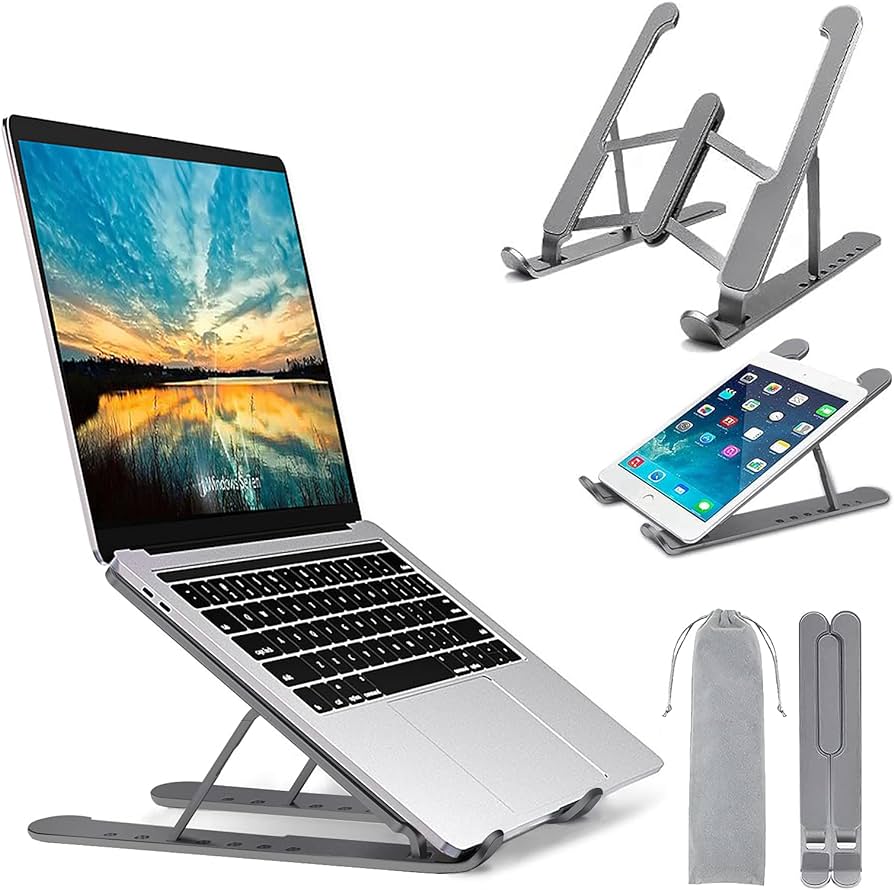 Aluminum Alloy Laptop Stand | 7-Level Adjustable | Fits 10-17" MacBook/Laptops