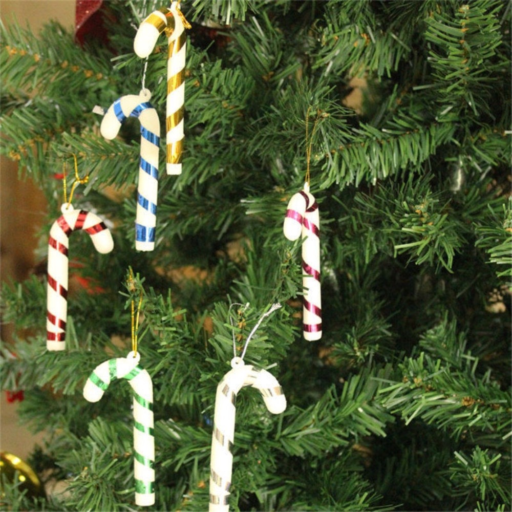 6Pcs/set Accessories Plastics Christmas Candy Cane Ornaments Party Supplies Xmas Home Decorations Christmas Lollipop Pendant Attractive Xmas Tree Hanging