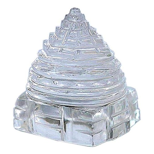 Crystal Shree Yantra; HighQuality Gemstone Shri Yantra Statue(80 -85gm) For All Round Happiness - Sphatic Shree Yantra