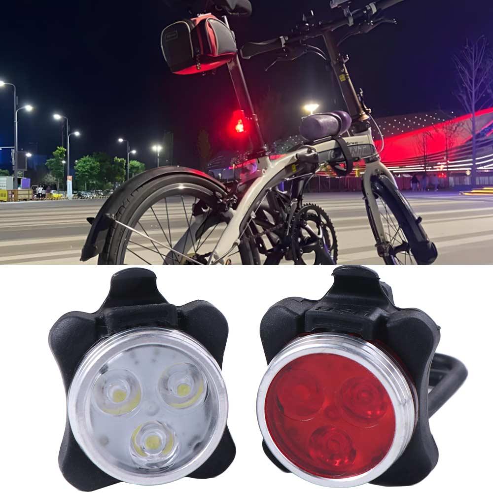 Safety Warning Rechargeable Cycling Bike Taillight Front Headlight Rear Back Mountain Bike Light Tail Clip 4 Light Mode Bicycle Lamp Outdoor Sports