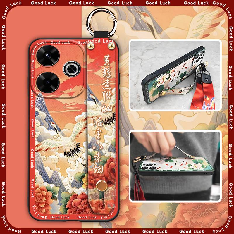 Durable old lady Phone Case For Redmi13 4G/Note13R 5G/Xiaomi Poco M6 4G Anti-dust Lanyard Dirt-resistant protective ring