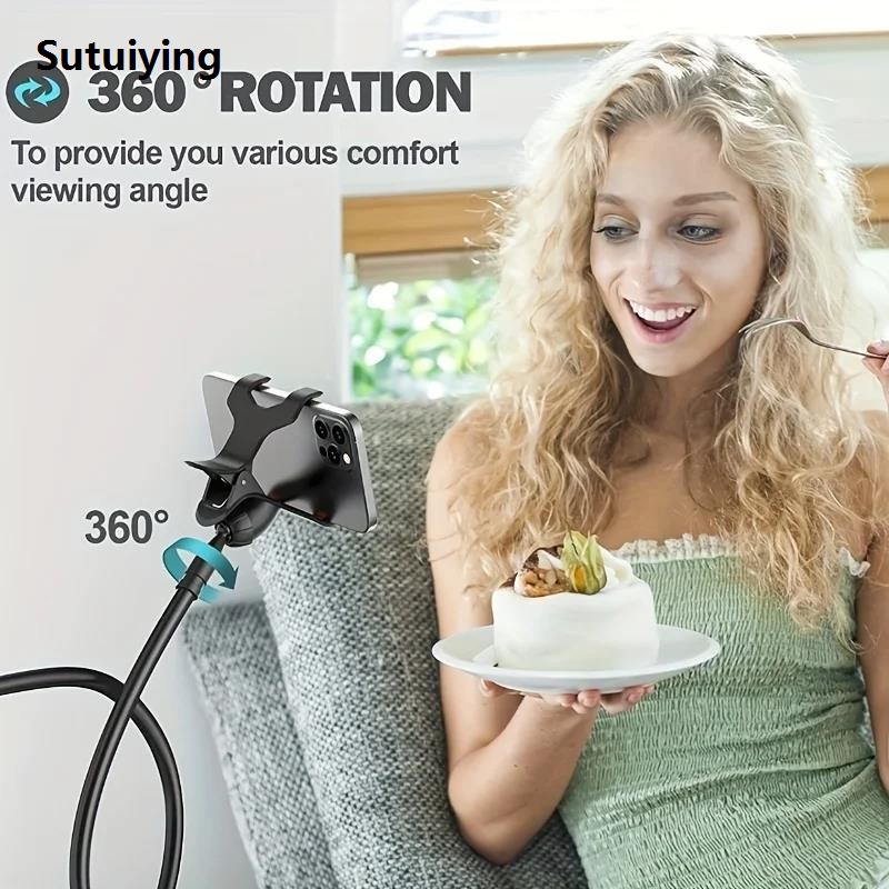 Sutuiying Lazy Bedside DesktopMobile Phone Clamp Bracket Flexible Long Arm Original Gooseneck Lazy Person Bracket With Handle Overhead Live Bracket