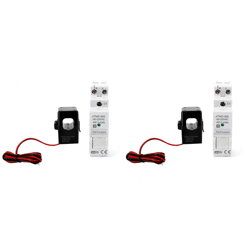 ARELENE 2X ATMS1603 Tuya Single Phase WiFi Smart Energy Meter 100-230V Din Rail Precisely Measuring Voltmeter Ammeter Power