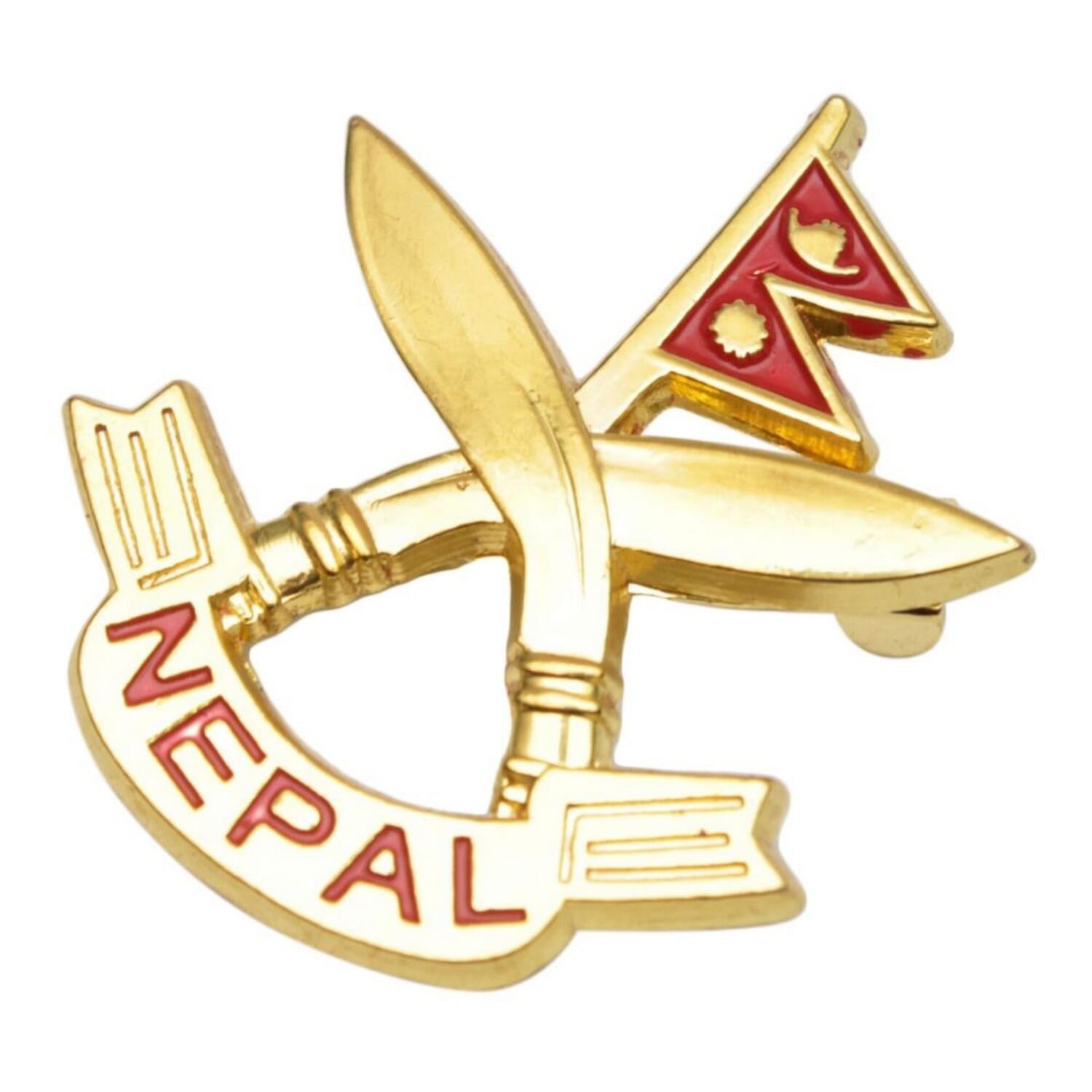 Nepal Flag With Khukuri Cross Brooch