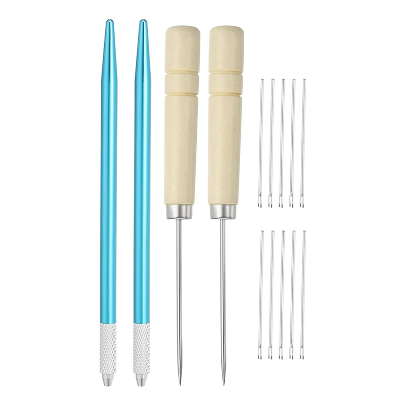 Doll Hair Rooting Holders Kit, 0.6/0.8mm Doll Hair Rerooting Knitting Needles with Wood Awls Crochet Hooks Doll Wig Tool