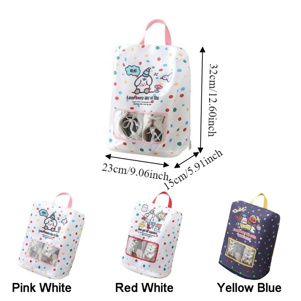 Modern Large Capacity Visible Shoe Storage Bag Dust-proof Waterproof Handheld Shoe Bag with Sturdy Zipper Cartoon Shoes Organizer for Home