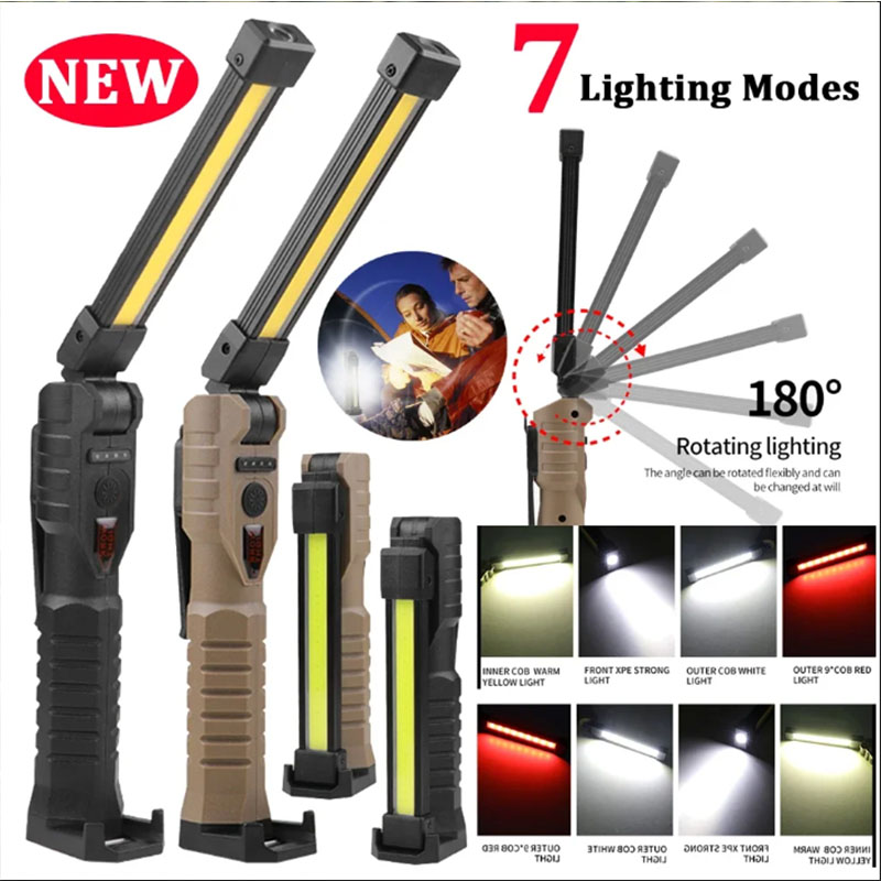 Bargain price Fold LED Emergency Floodlight Portable Strong Magnet COB Working Light Type C Rechargeable Flashlight Super Bright Lamp