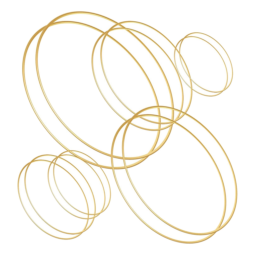 FORIDE 12 Pcs ​6 Sizes Gold Dream Catcher Metal Rings Floral Hoops Wreath Macrame Creations Ring for DIY Crafts