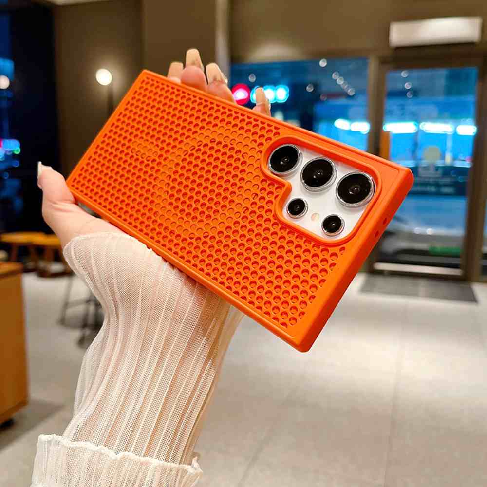 HODON Luxury Breathable Cooling Mesh Magnetic Bracket Holder Case For Samsung Galaxy S26 S25 S24 Ultra S25 Plus Cases For Magsafe Stand Heat Dissipation Shockproof Cover