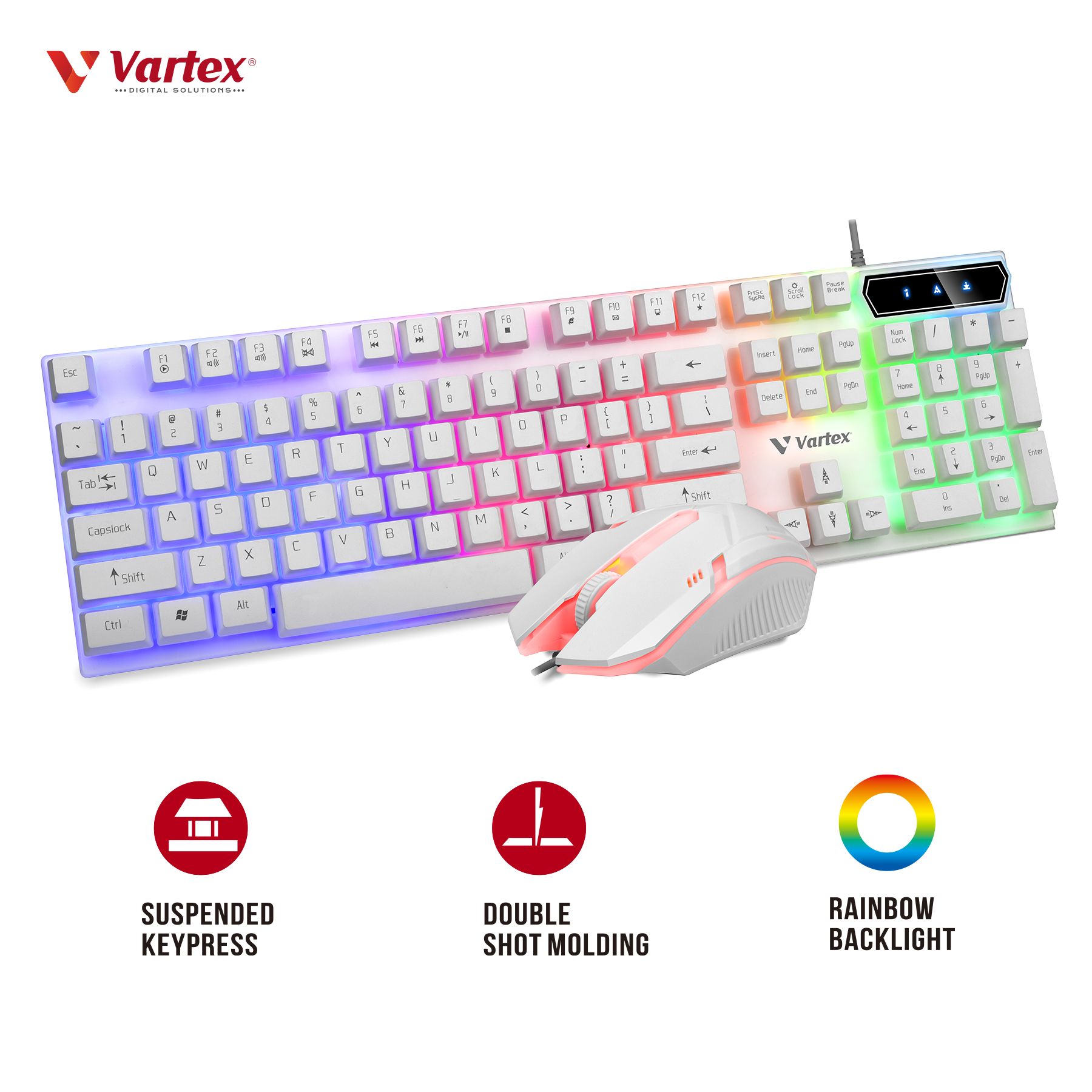 Vartex VX404 RGB Gaming Keyboard & Mouse Combo - Ergonomic, LED Backlit, Plug & Play Setup