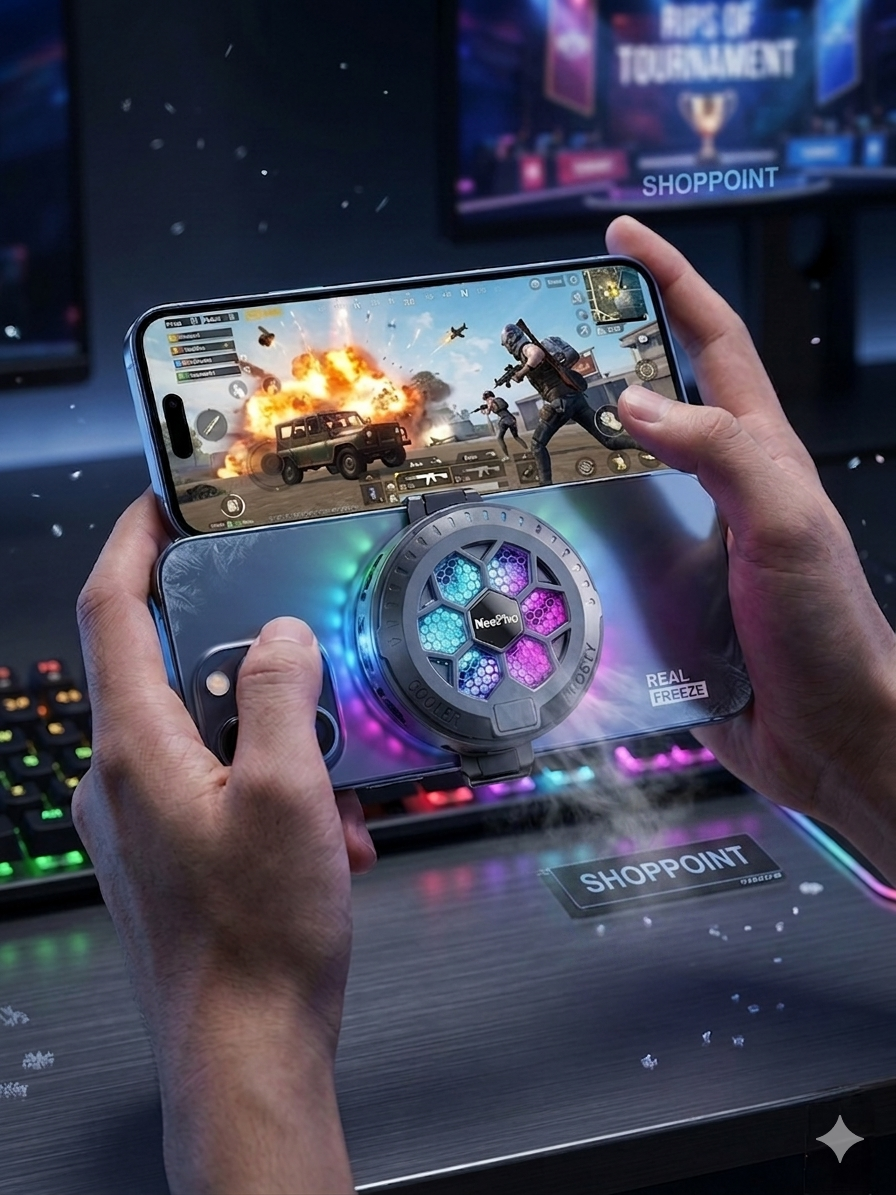 NeePho NP-C01 Magnetic Phone Cooler Radiator | 2-in-1 Magnetic & Clip-On Mobile Gaming Cooling Fan | RGB Light & Smart Temperature Control | Ice Cooling Semiconductor Phone Cooler for Android & iPhone | PUBG, Free Fire, COD Mobile & Streaming | Shoppoint