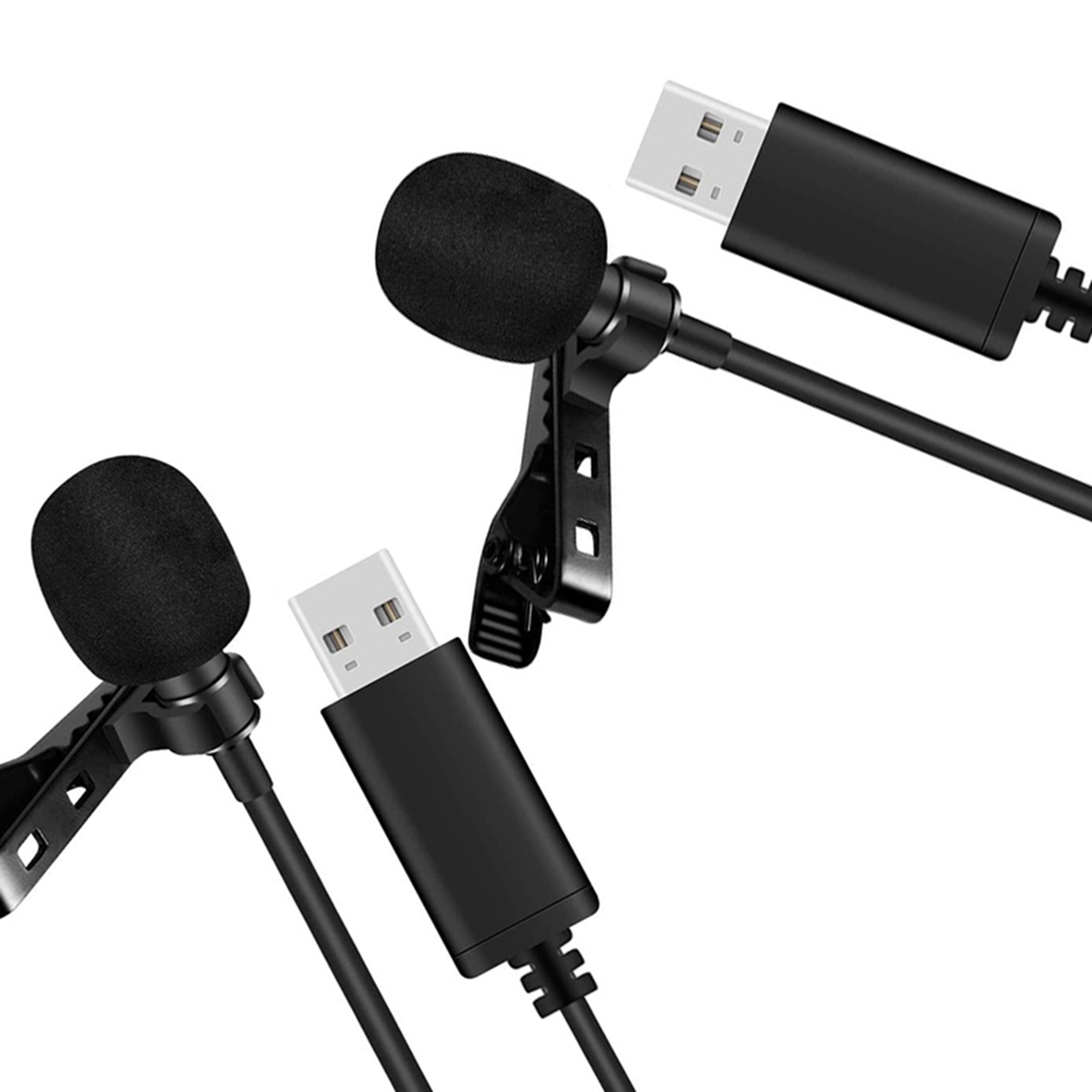 fasdaga 2X Universal USB Microphone Lavalier Microphone Clip-on Computer Mic Plug and Play Omnidirectional Mic