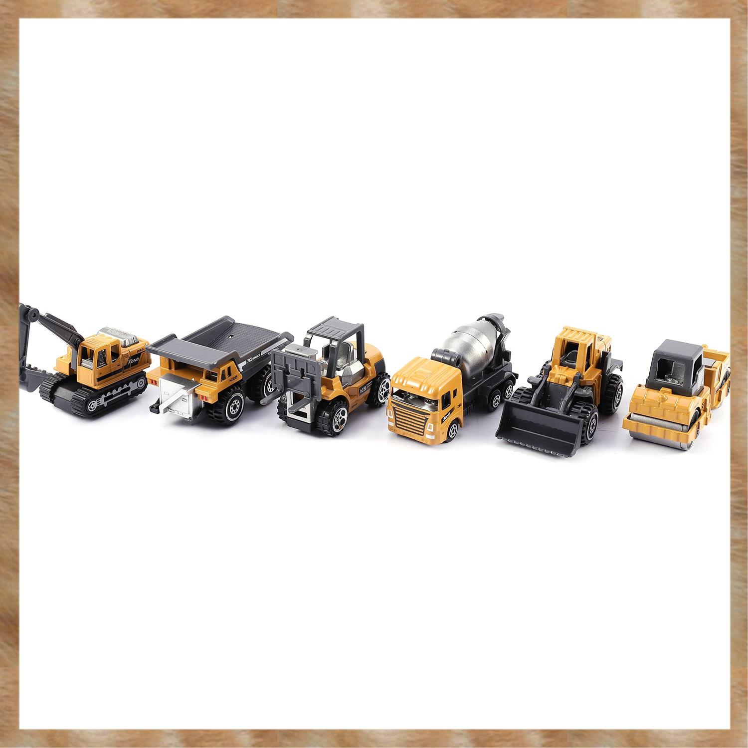 Kqueebee 6 Pcs Alloy Mini Engineering Car Model 6In1 1:64 Metal Diecast Engineering Toy Vehicle Car Toy Dump Truck Forklift Excavator